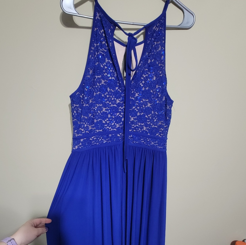 Floor lengeth royal blue sparkle size 14 dress EUC